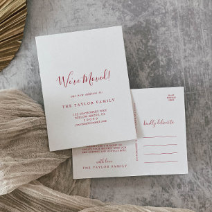 Minimalist Red We've Moved Moving Announcement Postcard