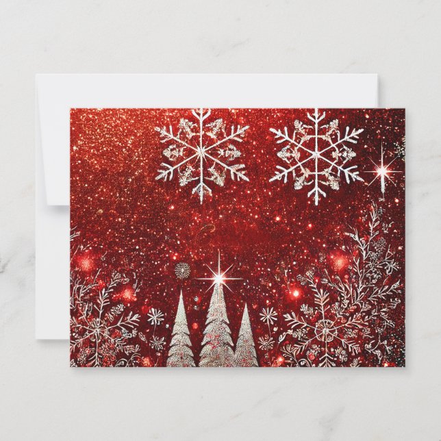 Minimalist Red & White Christmas Tree – Elegant Ho Holiday Card (Front)