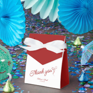 Minimalist Red & White Thank You Wedding Favour Box