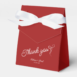 Minimalist Red & White Thank You Wedding Favour Box
