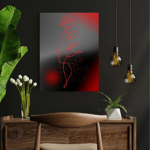 Minimalist  Red Woman Poster