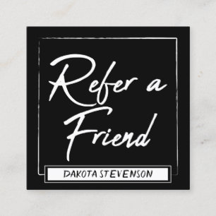 Minimalist Referral Card Modern Black and White