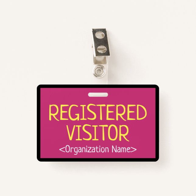 Minimalist "REGISTERED VISITOR" Badge ID Badge (Front with Clip)