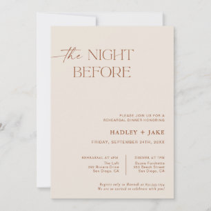 Minimalist Rehearsal Dinner Invite Night Before