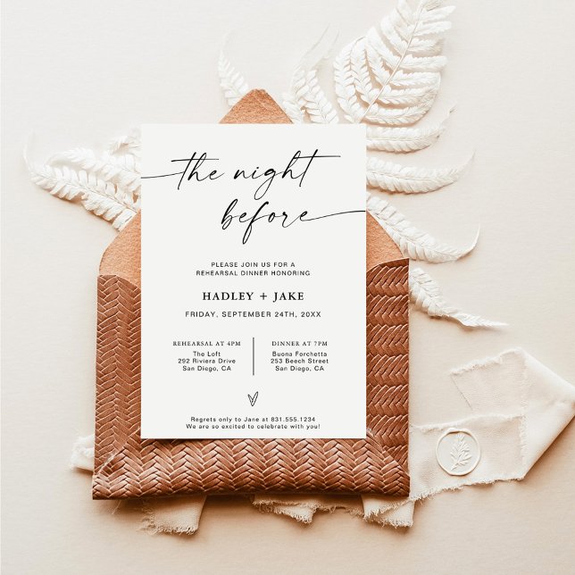 Minimalist Rehearsal Dinner Invite Night Before (Creator Uploaded)