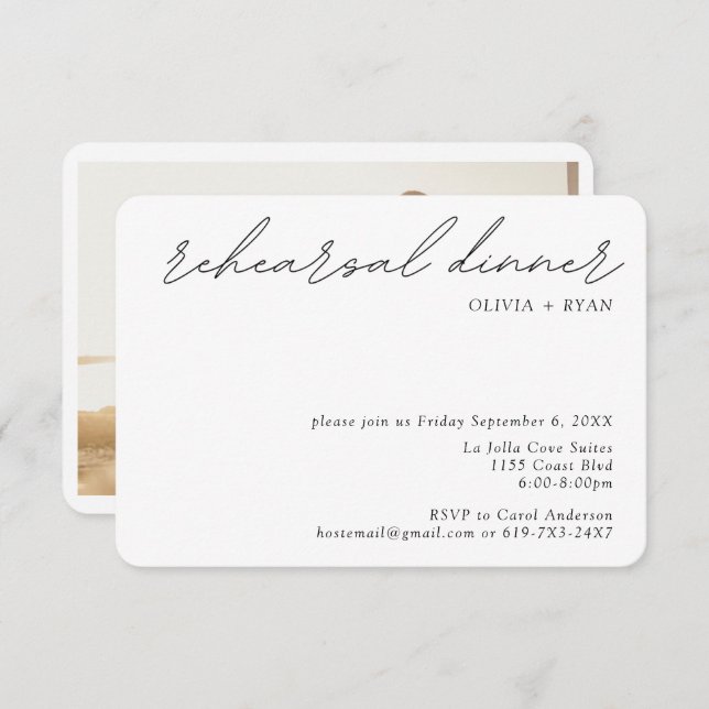 Minimalist Rehearsal Dinner Small Enclosure Card (Front/Back)