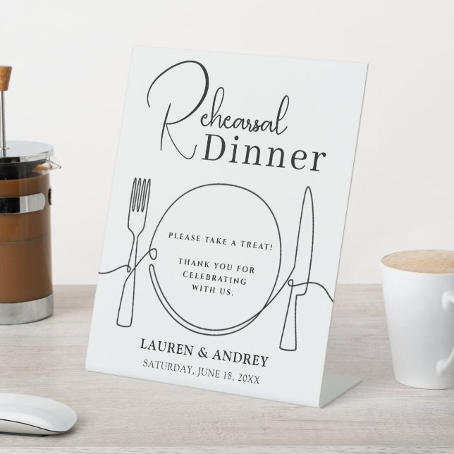 Minimalist Rehearsal Dinner Table Tent Sign  (In SItu)