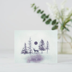 Minimalist Reindeer Christmas Art Holiday Postcard