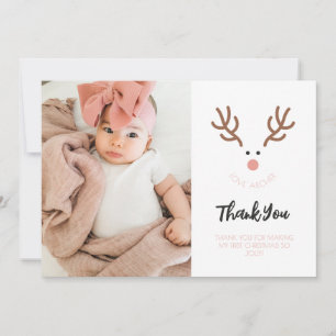 Minimalist Reindeer First Christmas Thank You Holiday Card
