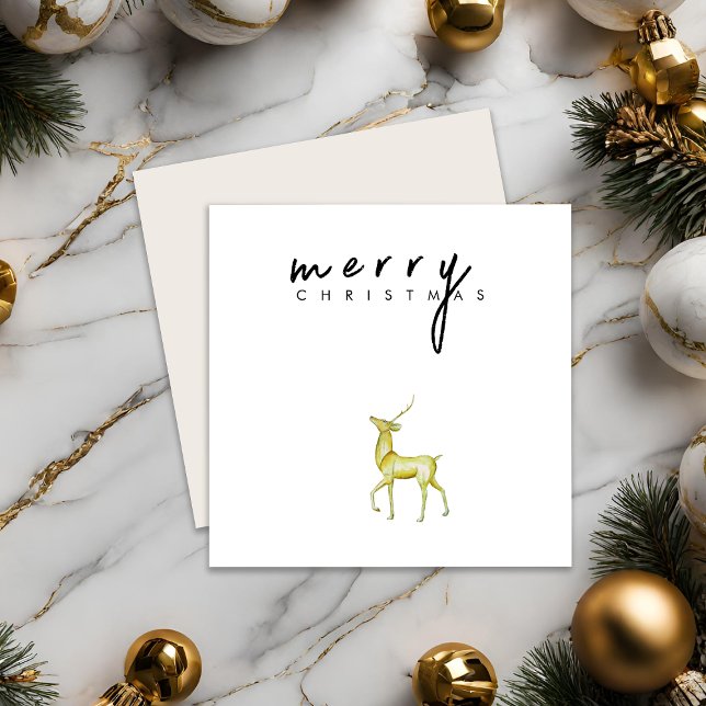 Minimalist Reindeer Merry Christmas Corporate Holiday Card (Creator Uploaded)
