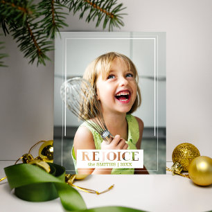 Minimalist Rejoice Modern Text Photo Postcard