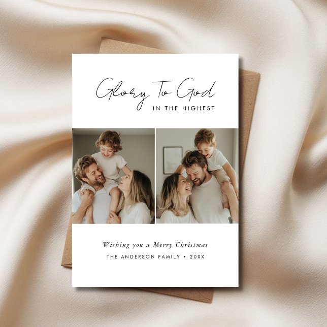Minimalist Religious Glory To God Christmas Photo Holiday Card (Creator Uploaded)