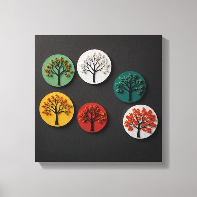 Minimalist Representation of the Four Seasons Canvas Print (Front)