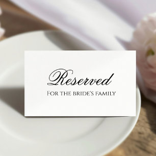 Minimalist reserve for the bride's family place card