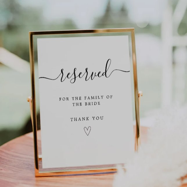 Minimalist Reserved Sign Family Table Sign (Minimalist Reserved Sign Family Table Sign)