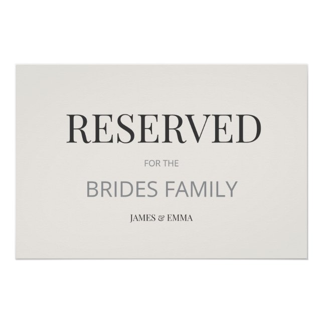 Minimalist ‘RESERVED’ Wedding Sign Warm Ivory (Front)