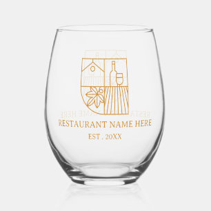 Minimalist Restaurant Name Stemless Wine Glass