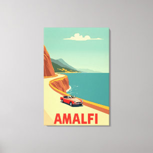 Minimalist Retro Amalfi Coast Italy Travel Canvas Print