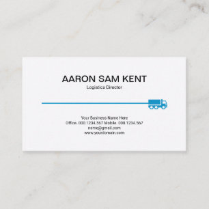 Minimalist Retro Blue Truck Line Logistics Business Card