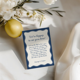 Minimalist Retro Blue Wedding Welcome  Thank You Card