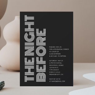 Minimalist Retro Bold Rehearsal Dinner Black Invitation