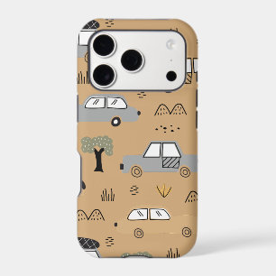 Minimalist Retro Cars Seamless Pattern in Neutral