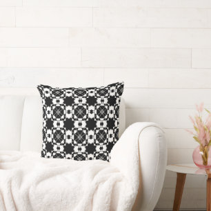 Minimalist retro check pattern – Monochrome design Cushion