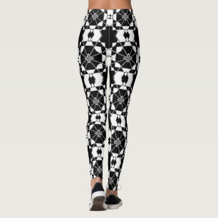 Minimalist retro check pattern – Monochrome design Leggings