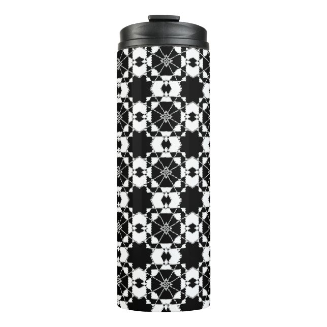 Minimalist retro check pattern – Monochrome design Thermal Tumbler (Front)
