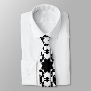 Minimalist retro check pattern – Monochrome design Tie
