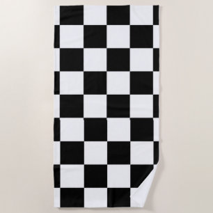 Minimalist Retro Chequered – Monochrome Streetwear Beach Towel