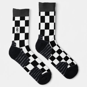 Minimalist Retro Chequered – Monochrome Streetwear Socks