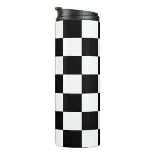 Minimalist Retro Chequered – Monochrome Streetwear Thermal Tumbler