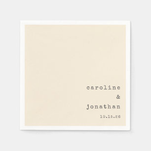 Minimalist Retro Cream Typewriter Custom Wedding Napkin