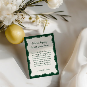 Minimalist Retro Emerald Green Wedding Welcome  Thank You Card