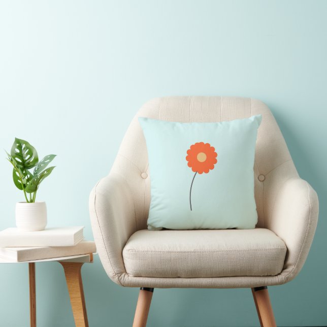 Minimalist Retro Flower Throw Pillow (Chair)