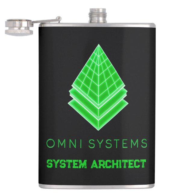 Minimalist Retro-Futurism Omni Systems Tech Hip Flask (Opened)