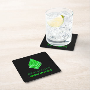 Minimalist Retro-Futurism Omni Systems Tech Square Paper Coaster