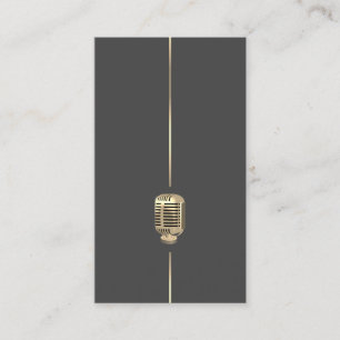 Minimalist Retro Gold Microphone Business Card