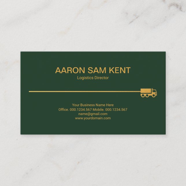 Minimalist Retro Gold Truck Route Logistics Business Card (Front)