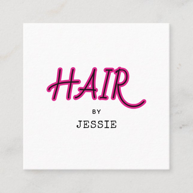 Minimalist Retro Hair Stylist Square Business Card (Front)