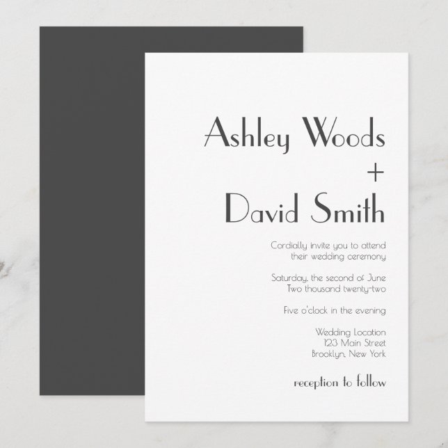 Minimalist Retro Inspired Wedding Invitation (Front/Back)