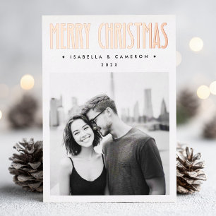 Minimalist retro Merry Christmas minimalist white Foil Holiday Card