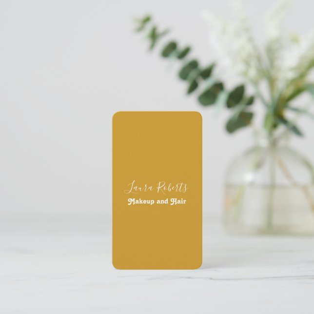 Minimalist Retro Mustard Yellow  Business Card (Standing Front)