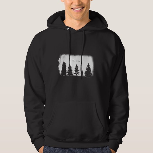 Minimalist Retro Nature Wild Trees Hoodie (Front)