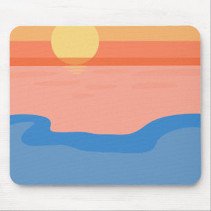 Minimalist retro orange sunset mouse mat
