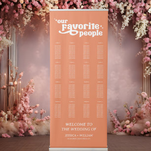 Minimalist Retro Orange Wedding Seating Chart Retractable Banner