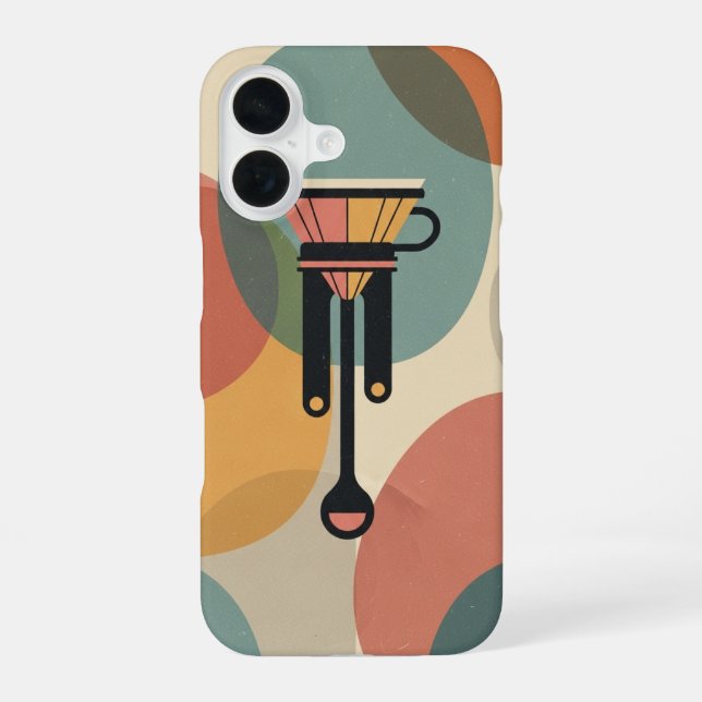 Minimalist Retro Pour-Over Coffee iPhone 16 Case (Back)