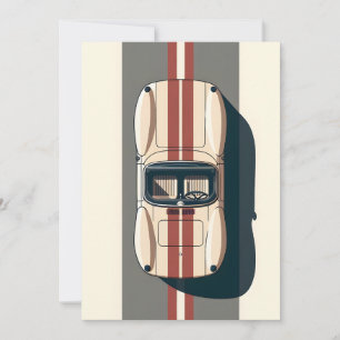 Minimalist Retro Racing Car Stripe Holiday Card