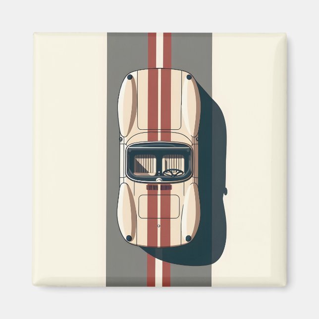 Minimalist Retro Racing Car Stripe Magnet (Front)